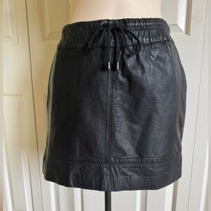 MANGO Black Leather Mini Skirt XS EUC